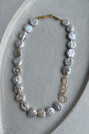 Gold-plated silver necklace composed of natural baroque pearls 