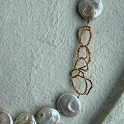 Gold-plated silver necklace composed of natural baroque pearls 