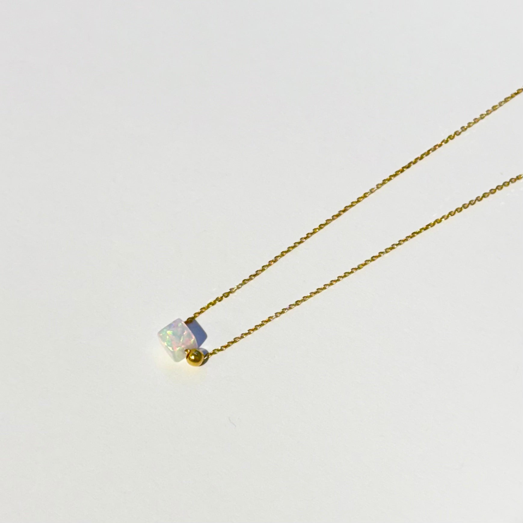 Gold Plated Silver Necklace with Opal "Sunbeam"