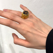 Gold Plated Silver Ring with Swarovski