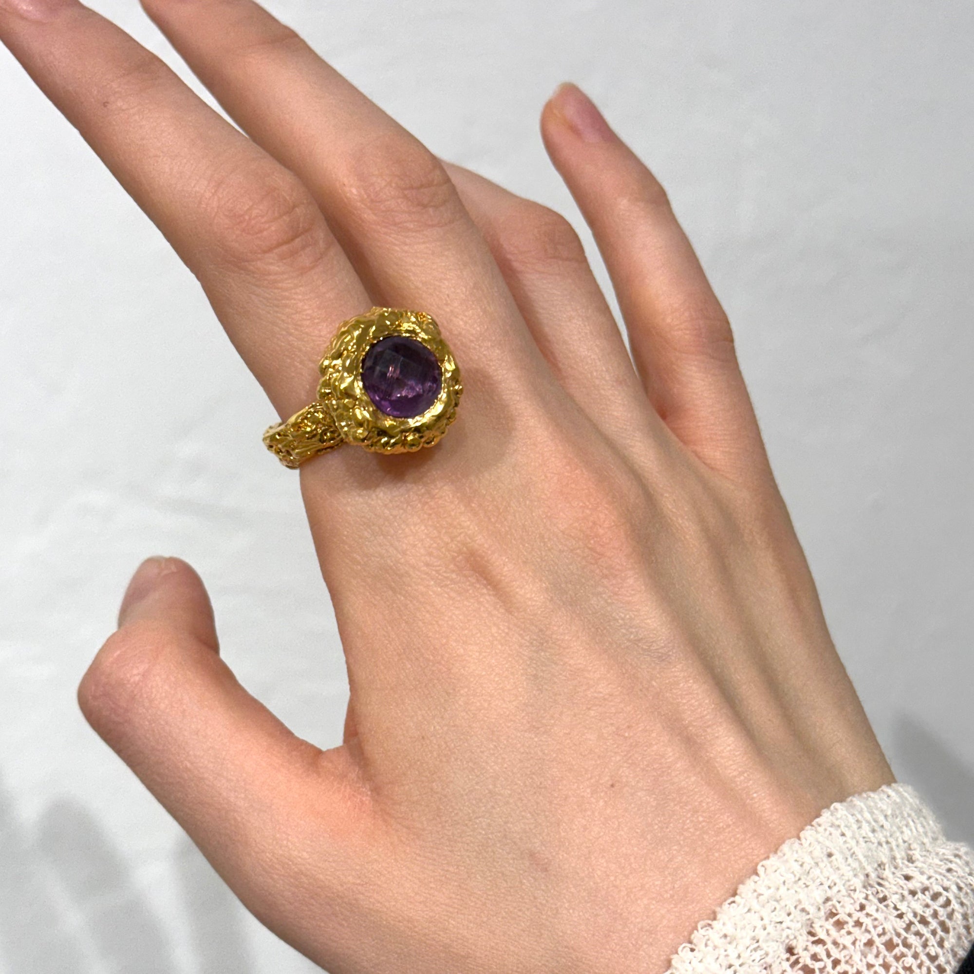 Gold Plated Silver Ring with Swarovski