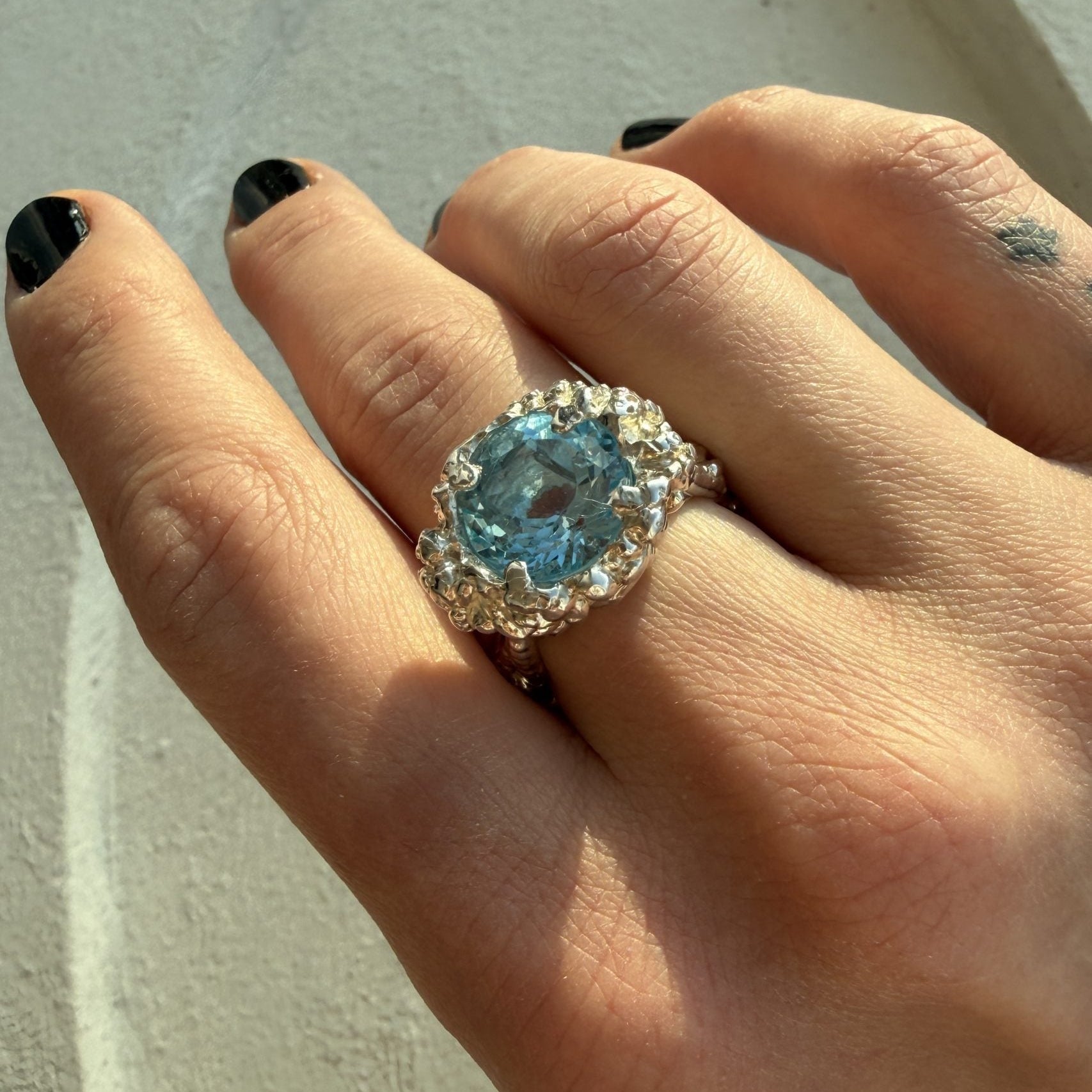 Silver Ring with Topaz  "Mystic Meadow"