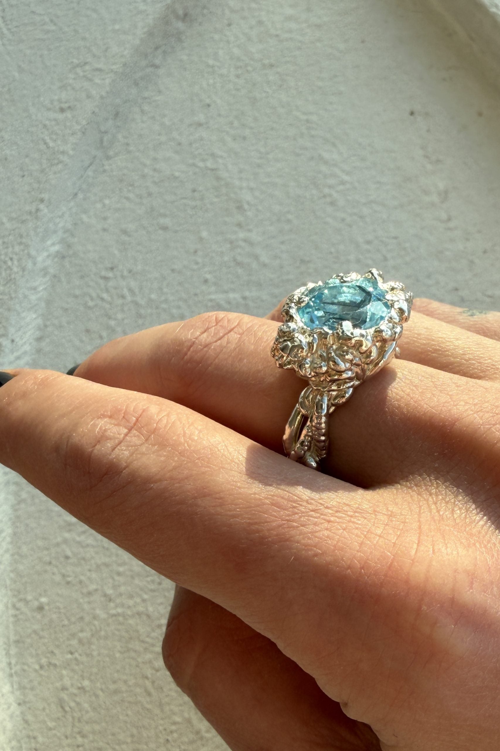 Silver Ring with Topaz  "Mystic Meadow"