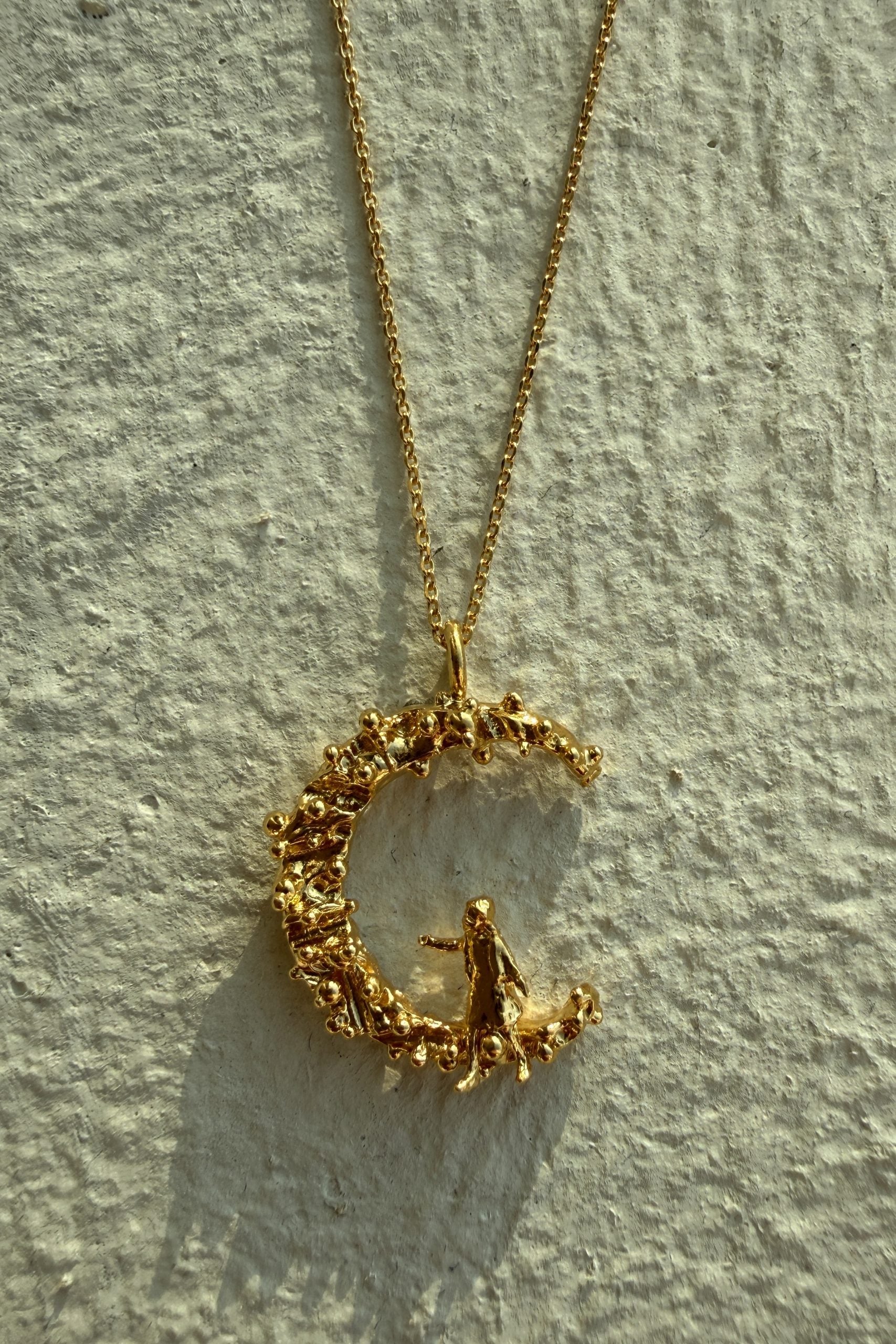 Gold Plated Silver Necklace "Girl on the Moon"