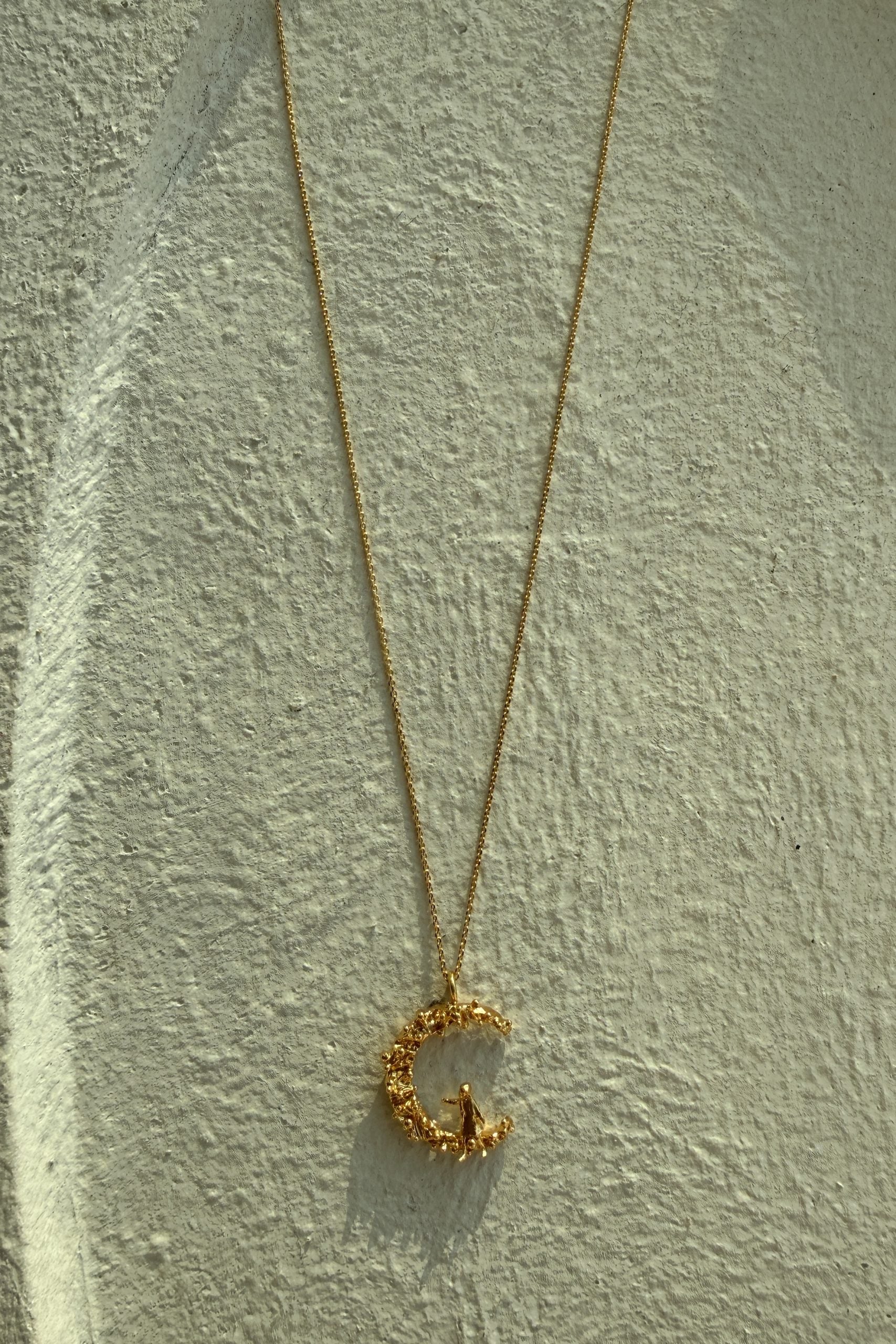 Gold Plated Silver Necklace "Girl on the Moon"