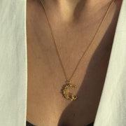 Gold Plated Silver Necklace "Girl on the Moon"