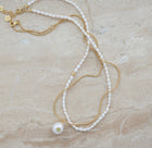 Gold Plated Silver Necklace with Pearl and Peridot "Pomona"