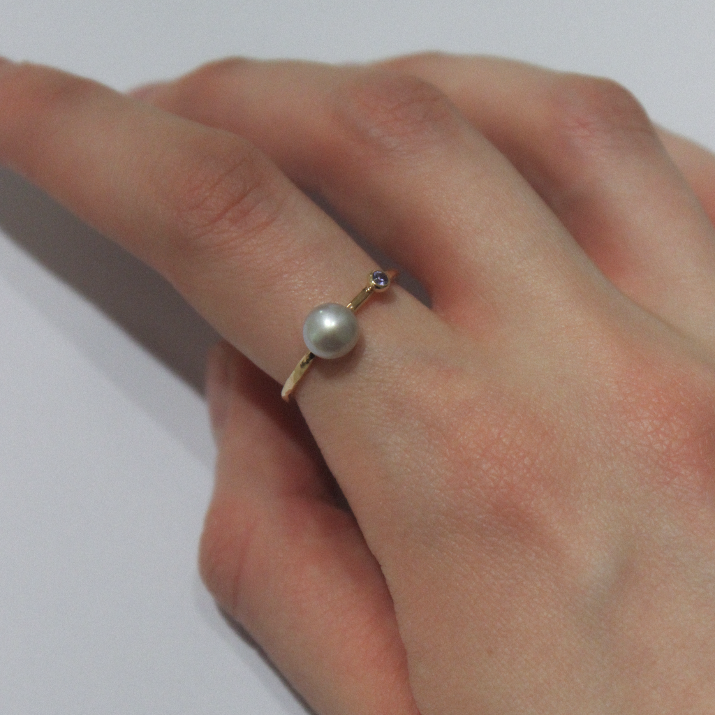 Gold & Sapphire and Pearl Ring