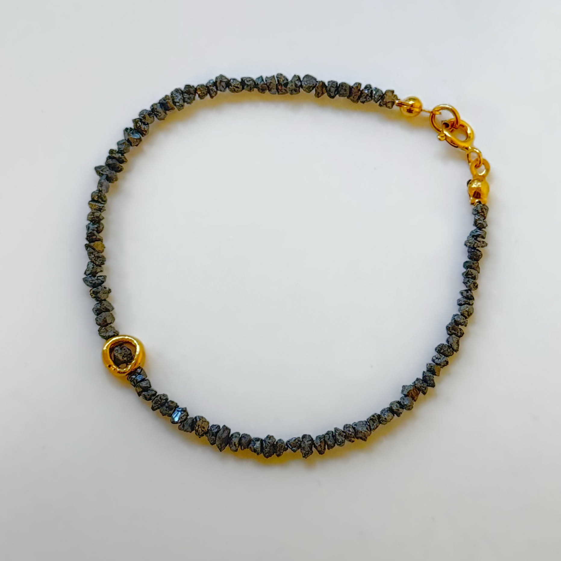 Gold Plated Silver Bracelet with Black Diamonds "Circle"