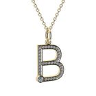 Gold and diamond necklace with letter 'B' pendant on a white background
