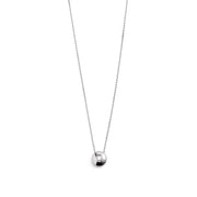 A 14k white gold choker necklace with a single white diamond pendant on a white background.