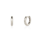 Pair of white gold hoop earrings on a white background