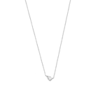 A 14k white gold necklace with a pear-shaped diamond centerpiece, on a white background.