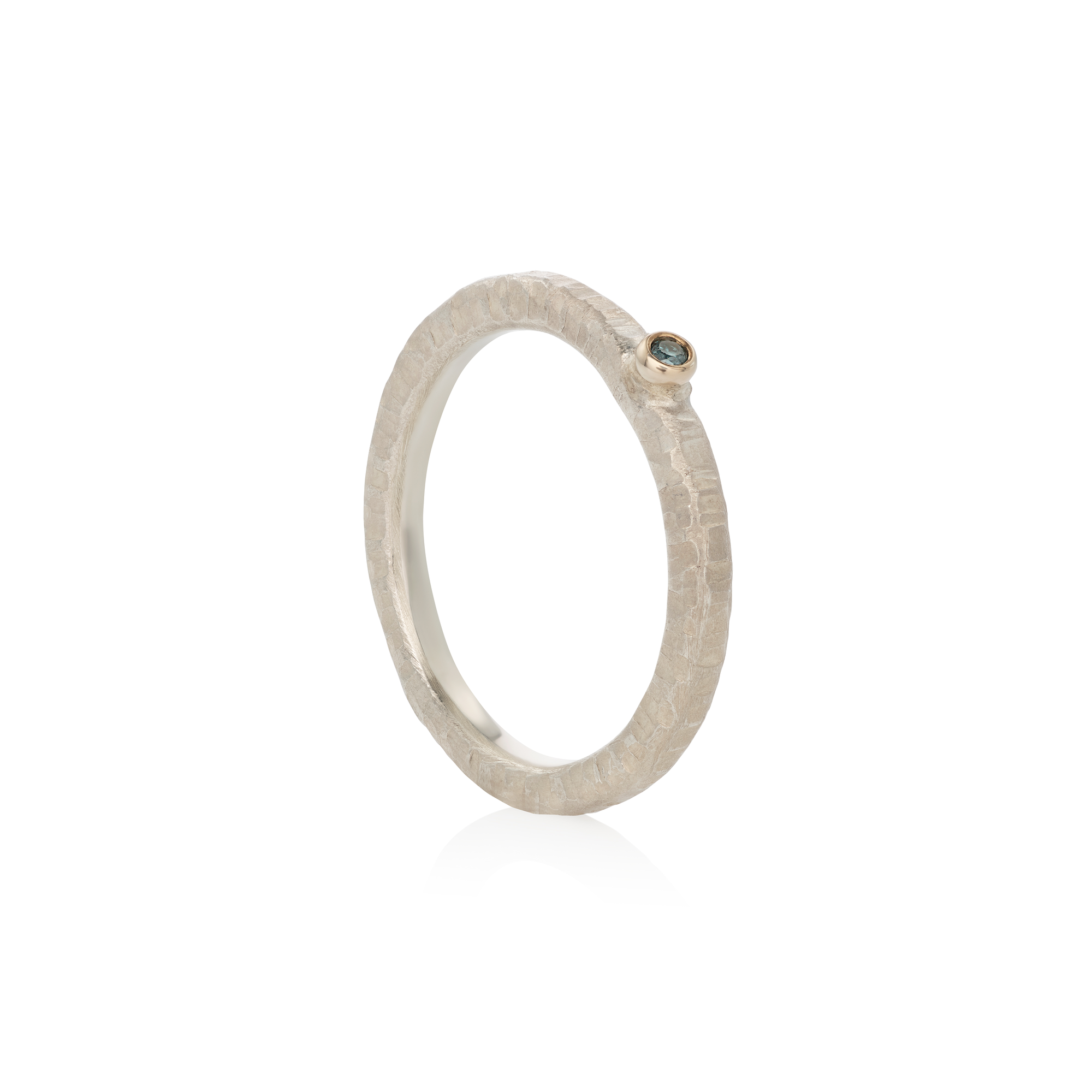 Silver Ring with Blue Diamond