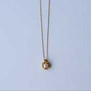 Gold Plated Silver Necklace with Akoya Pearl "Coral Shining Sun"