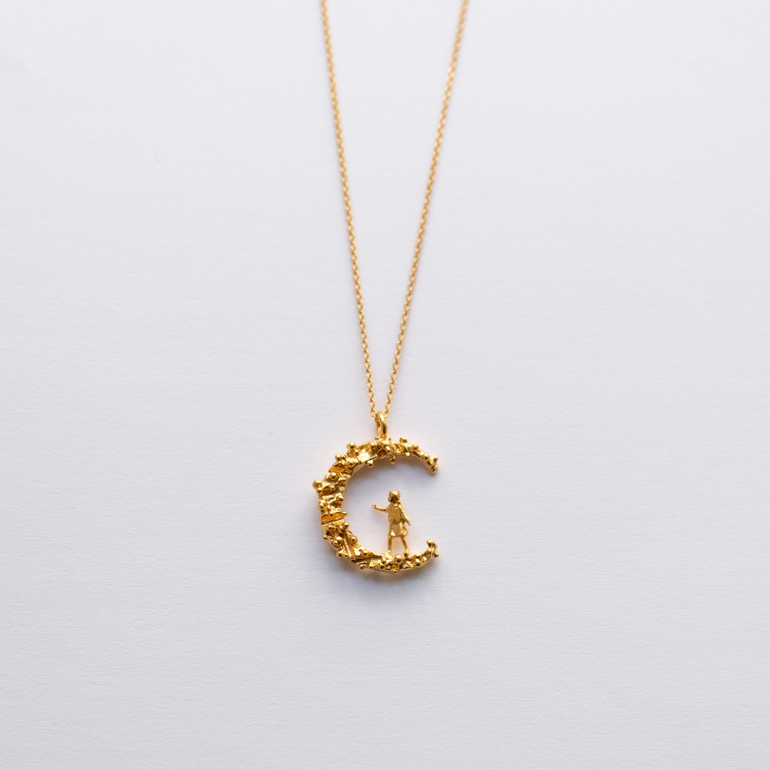 Gold Plated Silver Necklace "Girl on the Moon"