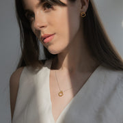 Gold-plated / Oxidised Silver Necklace "Coral Full Moon"