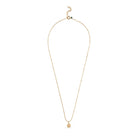 Gold necklace with a small pendant on a white background