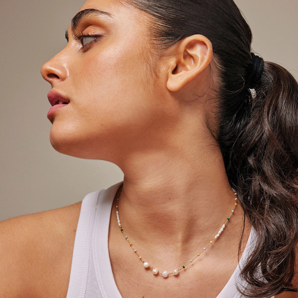 Gold Plated Silver Necklace "Lola Perla Dreamy"