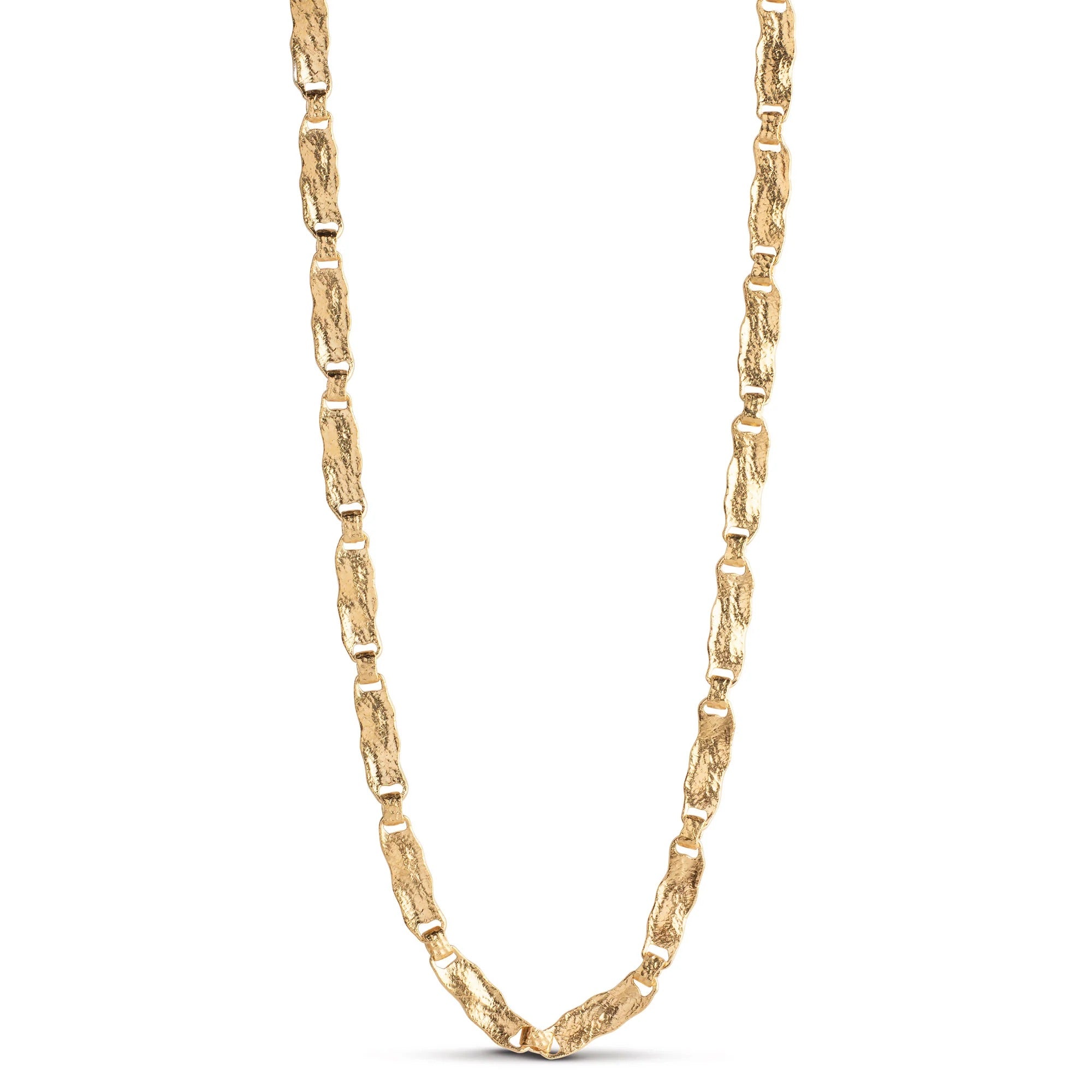 Gold chain necklace on a white background