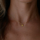 Gold Plated Silver Necklace with Diamond "North Star"