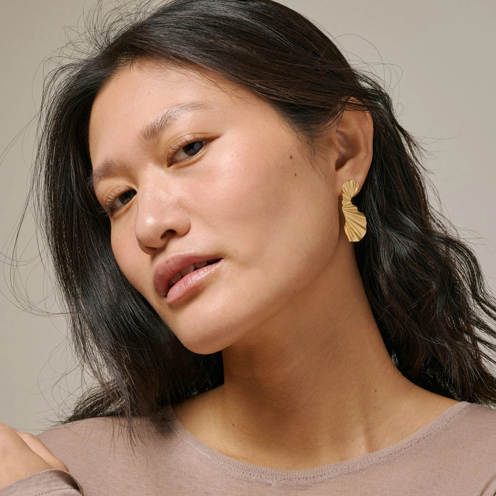 Gold Plated Silver Earrings "Big Wave"