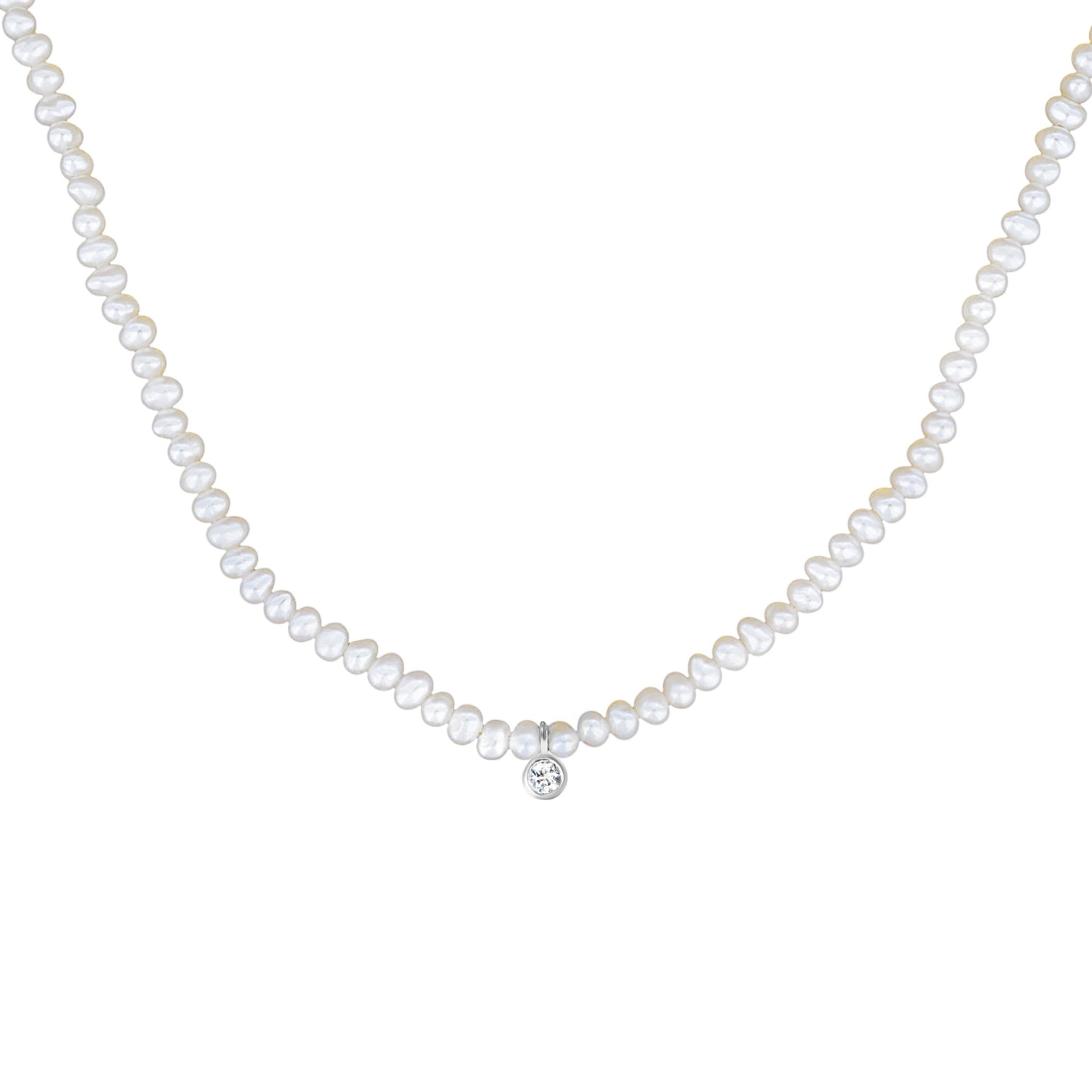 Pearl necklace on a white background