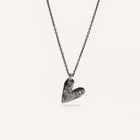 Oxidised Silver Necklace with Diamond "Heart"