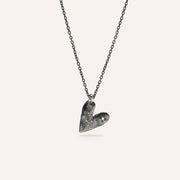 Oxidised Silver Necklace with Diamond "Heart"