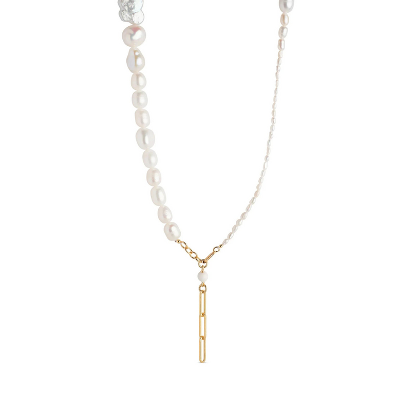Gold Plated Silver Necklace with Pearls "Thyra"