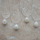 Silver Necklace with Pearl and Peridot "Pomona"