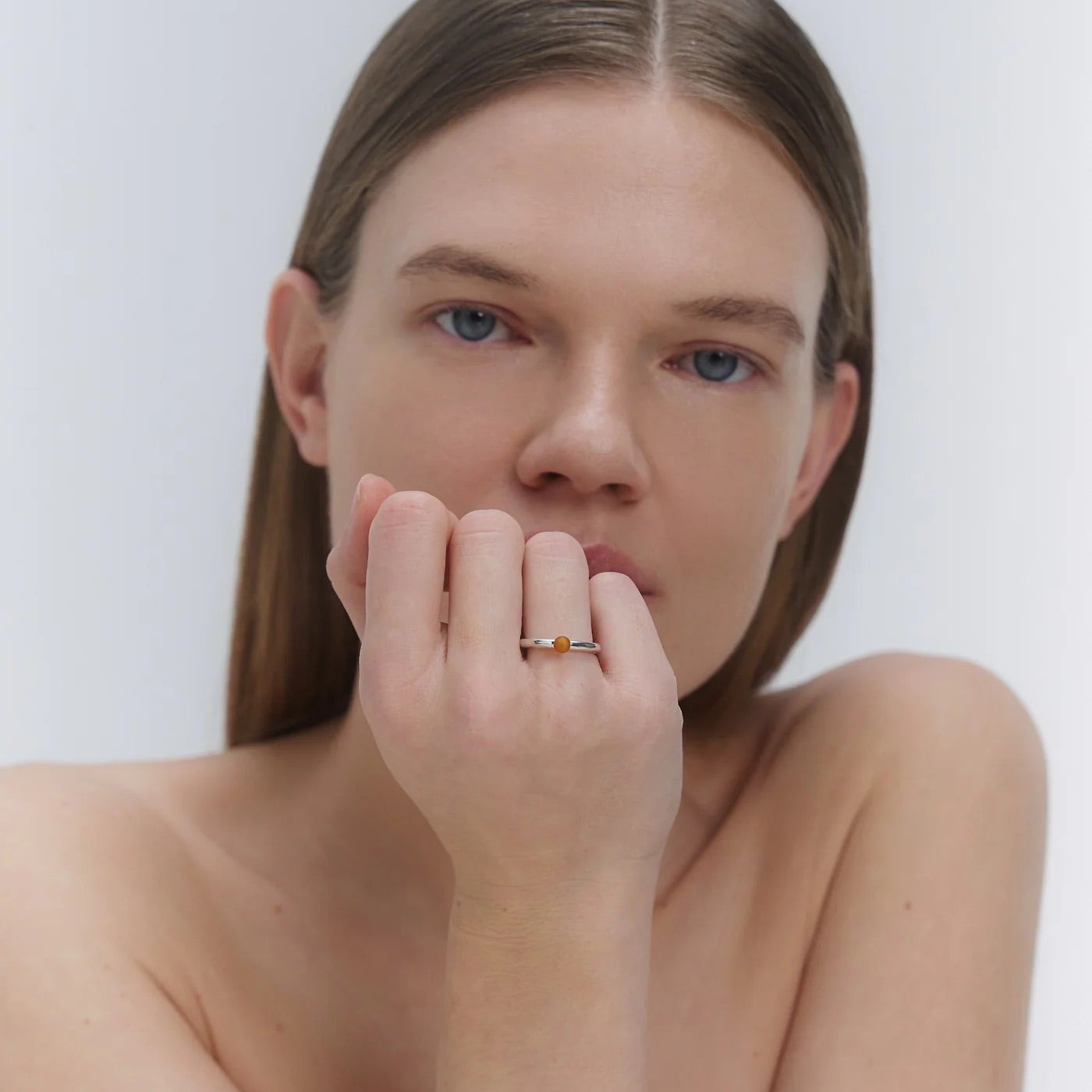 Ring with a Baltic amber