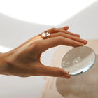 Gold Plated Silver Ring with Transparent Rock Crystal "Lux Solis / Light of the Sun"