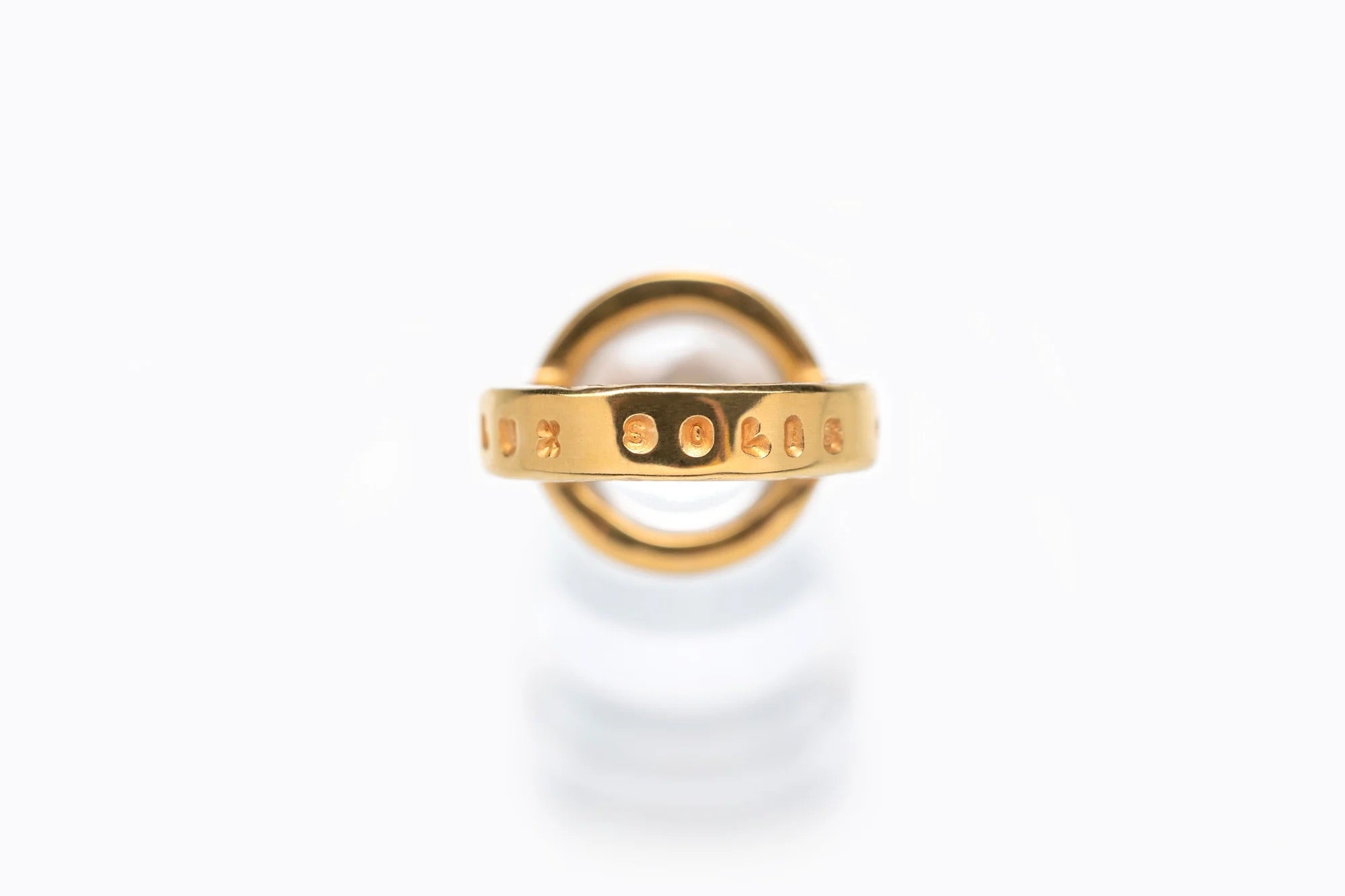 Gold Plated Silver Ring with Transparent Rock Crystal "Lux Solis / Light of the Sun"