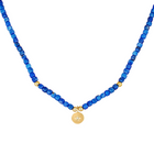 Gold Plated Silver Necklace with Lapis Lazuli and Diamond "North Star"