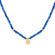 Gold Plated Silver Necklace with Lapis Lazuli and Diamond "North Star"