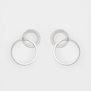 Silver Earrings Set "Orbit Dual C-Line"