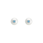 Silver Stud Earrings with Pearls and Topaz "Fiona"