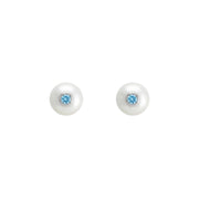 Silver Stud Earrings with Pearls and Topaz "Fiona"