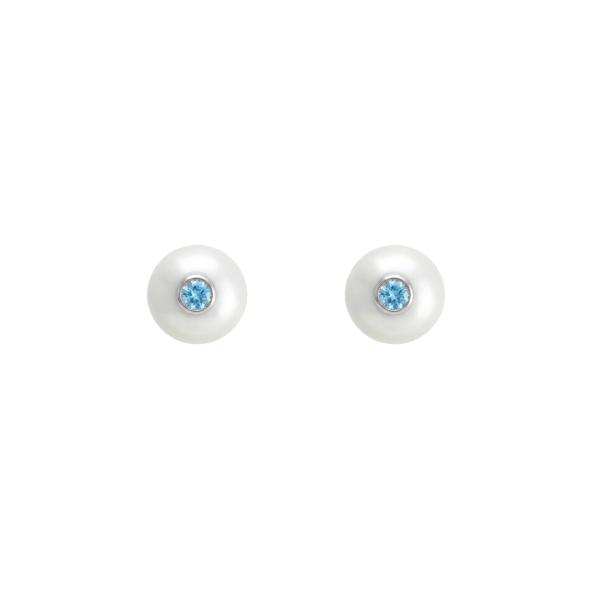 Silver Stud Earrings with Pearls and Topaz "Fiona"