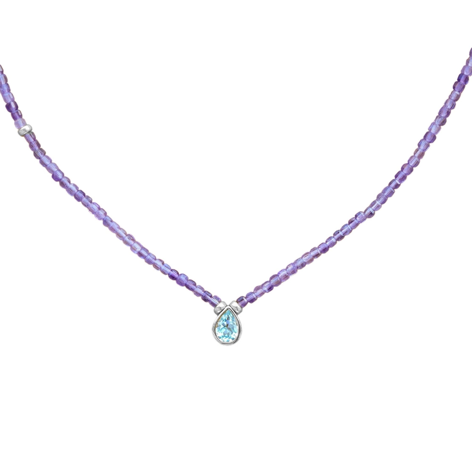 Silver Necklace with Amethyst and Topaz "Seraphina"
