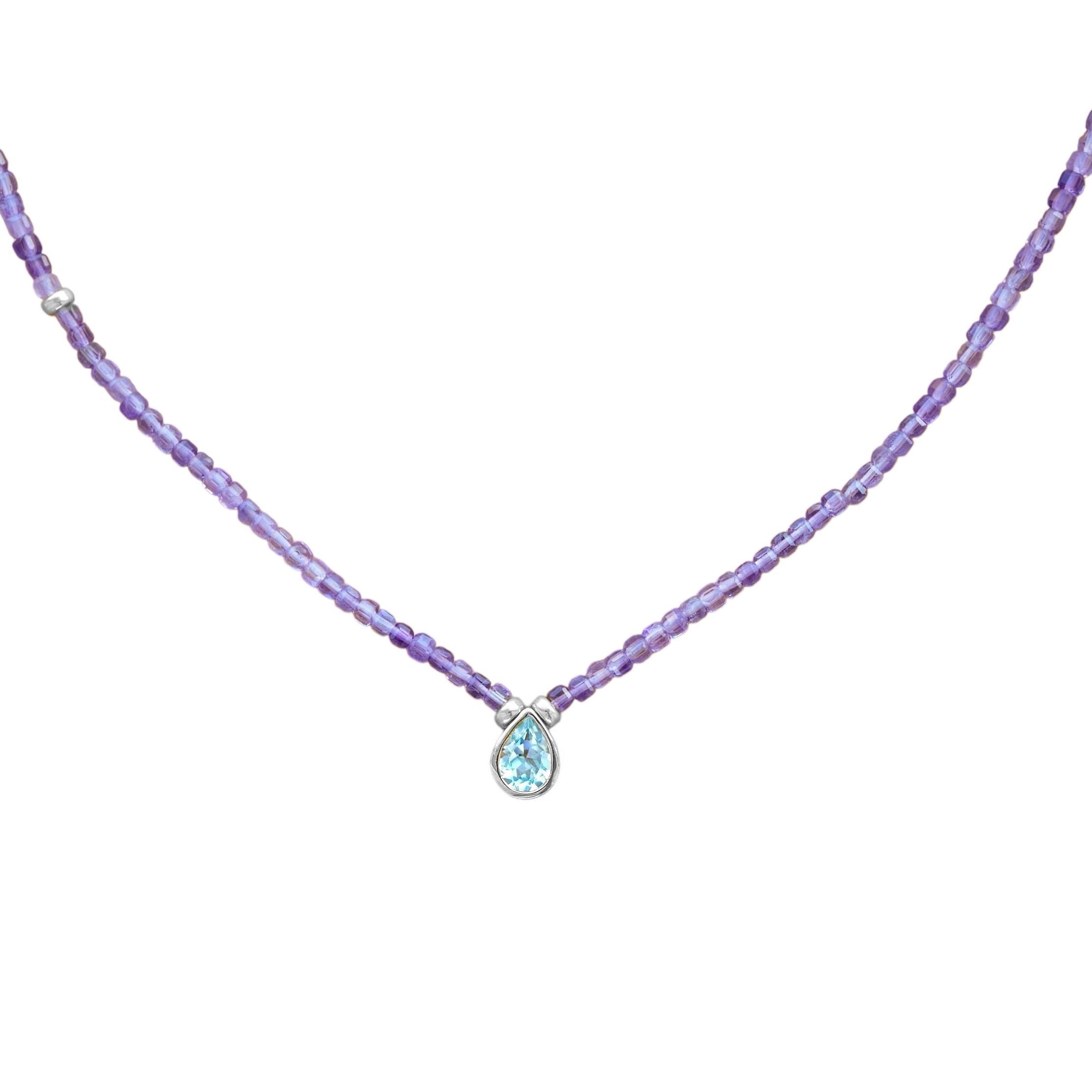 Silver Necklace with Amethyst and Topaz "Seraphina"