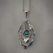 Silver Necklace with Blue Tourmaline "Drop"