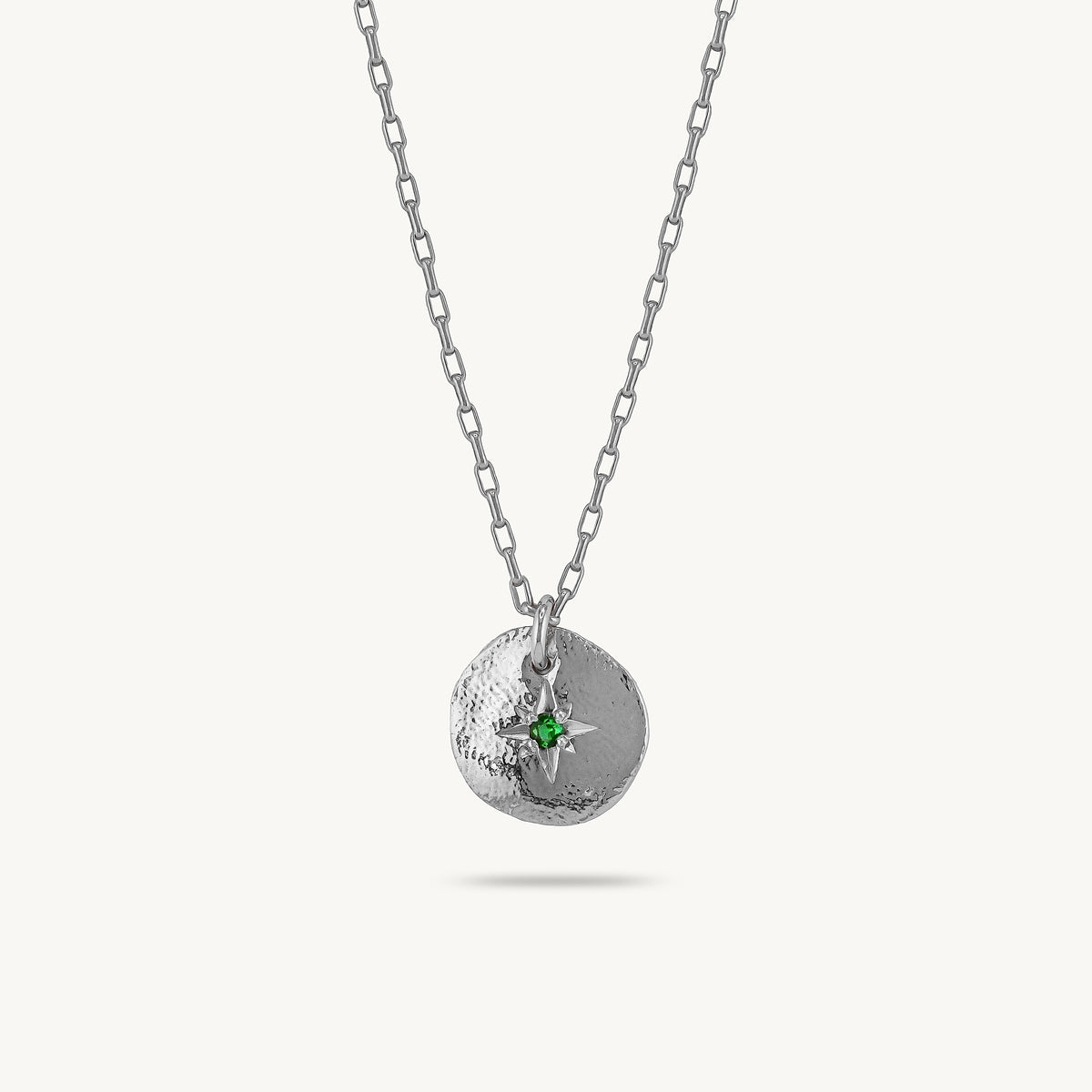 Silver Necklace with Emerald "Star", Small