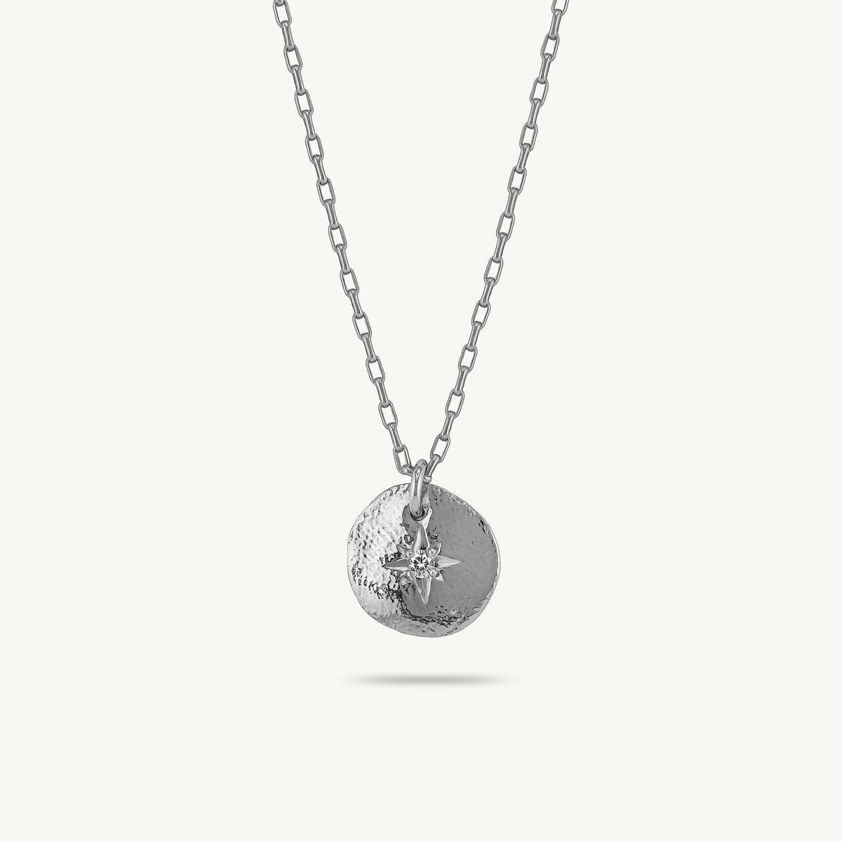 Silver Necklace with White Sapphire "Star", Small