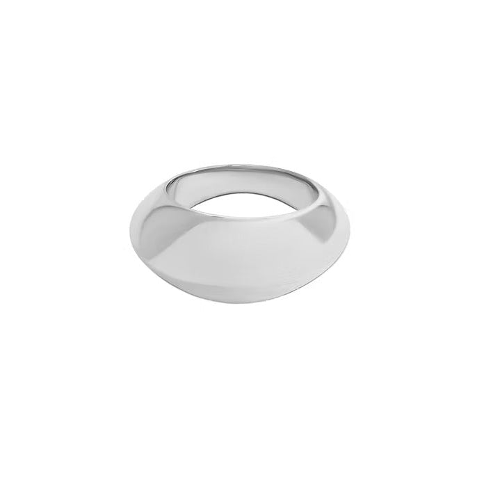 A polished silver  ring with a smooth, rounded, dome-like profile, shown on a plain white background.