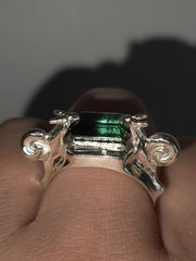 Silver Ring with Tourmaline "Twin Snails"