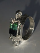 Silver Ring with Tourmaline "Twin Snails"