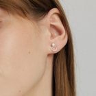 Silver Stud Earrings with Pearls "Pearl Diver with Ring", 6 mm