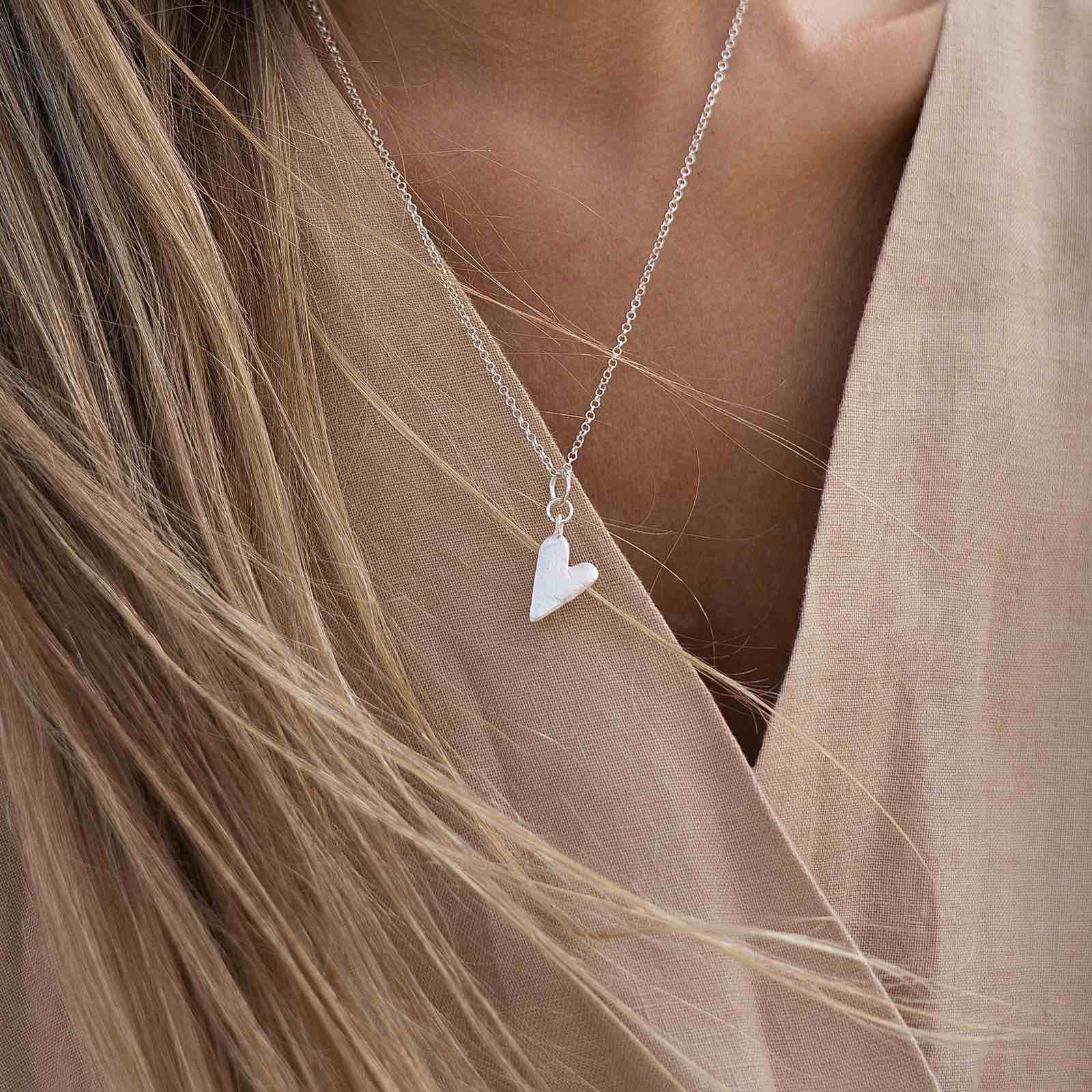 Silver Necklace "Handcrafted Heart"